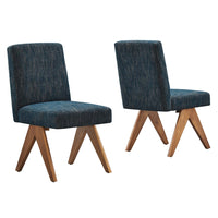 Modway - Lyra Tissu Fauteuil d’appoint de la salle à manger Ensemble de 2 - Azure Fabric-Conception ergonomique pour le confort