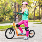 Aosom - Trottinette pour enfants avec guidon réglable, freins doubles avant et arrière - orange-Diamètre des pneus : Ø 16 po (avant), Ø 12 po (arrière) 