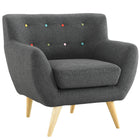 Modway - Remark Tissu rembourré Fauteuil - Gris-Capsules de pied non marquées