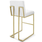 Modway - Privy Acier inoxydable doré Tissu rembourré Tabouret de bar - Or Blanc - Ensemble de 2-Touffe élégante de biscuits