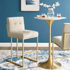 Modway - Privy Acier inoxydable doré Tissu rembourré Tabouret de bar - Beige doré-Tissu polyester doux pour tissu