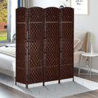 HOMCOM - séparateur de pièce autoportant tissé à la main 4 panneaux pour bureau à domicile - brun-Panneau en papier à motif de fibres tressées pour une touche naturelle et une grande légèreté 

