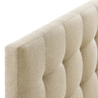 Modway - Lily Tissu rembourré Tête de lit complète, Beige-Distance complète en poteau bois - 52,95 pouces