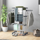 HOMCOM - Séchoir à vêtements pliable à 3 niveaux réglable - gris-Supports rabattables, ailes rotatives et pieds pliables pour un rangement facile 