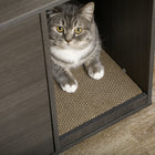 PawHut - Enclos pour bac à litière pour chat d’intérieur avec tapis à griffer - noir-Une ouverture pour une entrée et sortie faciles, et un tapis à griffer pour l’usure des griffes et éviter la sortie de la litière 
