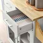 Modway - Cuisine Chariot de cuisine, Blanc Naturel-Roulettes en nylon avec freins à verrouillage latéral