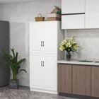 HOMCOM - Armoire de cuisine 71 po avec 4 portes à charnières et étagères réglables - blanc-L’étagère à 5 niveaux offre beaucoup d’espace dans votre cuisine, salon et autres pièces 