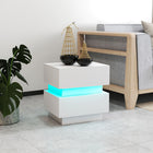 HOMCOM - Table de nuit avec station de charge et lumière LED - blanc-Matériau : Panneau de particules 