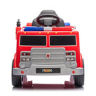 Freddo - 12V Camion de Pompier 1 Place Porteur - Rouge-Dispositifs de sécurité : Comprend une ceinture de sécurité et un bouton d'arrêt d'urgence sur la télécommande, assurant la sécurité de l'enfant pendant l'utilisation