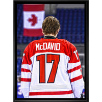 Connor McDavid 20x29 Team Canada White-V Back View - Toile encadree - 22" x 31"-Impression sur toile de qualité supérieure avec bordures enveloppées