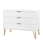 Manhattan Comfort - Dumbo moderne table de chevet 1 tiroir et commode 3 tiroirs - blanc - ensemble de 2-Parfait pour le rangement de la chambre, les lampes ou les objets de décoration