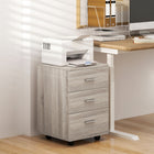 Vinsetto - Classeur 3 tiroirs pour documents Letter/A4 avec serrure et roulettes - grain de bois gris-Petite taille adaptée sous le bureau pour économiser de l'espace 
