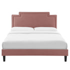 Modway - Liva Performance Velvet Lit King, Rose poussiéreuse-Assemblée requise