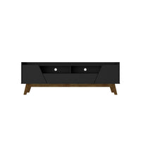 Manhattan Comfort - Meuble TV Marcus 70,86 po style Mid-Century Modern - Noir Mat-Meuble TV autoportant de style milieu du siècle moderne pour salon et chambre