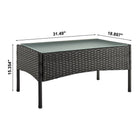 Manhattan Comfort - Ensemble de conversation moderne Imperia pour patio, 4 personnes, avec table basse - Noir et crème - Ensemble de 4-Table basse avec verre trempé dépoli amovible