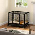 PawHut - Cage pour chien robuste pour grands et moyens chiens, roues verrouillables, plateau-Porte avant et porte supérieure avec loquet pour une entrée et une sortie faciles 