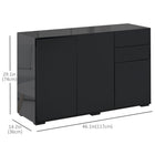 HOMCOM - Buffet sideboard haute brillance 46,1 po L avec 2 tiroirs - noir-Étagère mobile dans le petit meuble pour un espace de rangement personnalisé 
