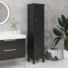 Kleankin - Armoire de rangement de salle de bain haute avec étagères réglables - noir-Le design mince et compact permet un gain de place, idéal pour les petits espaces 
