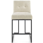 Modway - Privy Acier inoxydable noir Tissu rembourré Tabouret de comptoir - Noir beige-Aucune assemblée requise