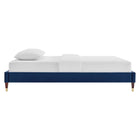Modway - Harlow Performance Velvet Cadre complet de plate-forme, Marine-Système de soutien en lattes de bois