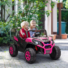 Qaba - Voiture pour enfants à batterie 24V 7AH avec 2 places - rose-La suspension à ressorts sur les roues arrière adoucit les déplacements sur différents terrains 