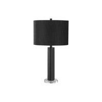 Monarch Specialties - Luminaire - 28 po H Lampe De Table - Métal Noir - Abat-Jour Noir - Contemporain-Cette lampe de table contemporaine et élégante de 28 pouces de haut est conçue avec un corps cylindrique en métal noir monté dans une base acrylique circulaire transparente, surmontée d'un abat-jour tambour en lin ivoire chic, et finie avec un embout noir
