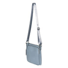 Nicci - Sac à bandoulière pour femme avec poche avant zippée - Bleu -Longue bandoulière réglable en toile (hauteur de 11,81 po à 22,83 po)
