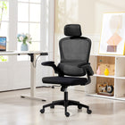 HOMCOM - Chaise de bureau ergonomique avec support lombaire et accoudoirs relevables - noir-L’appui-tête réglable et pivotant offre un soutien personnalisé de la nuque pour un confort optimal 