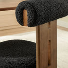 Modway - Torian Tissu Boucle Chaise à manger - Noir noyer - Ensemble de 2-Oreiller de dossier roulé pour le soutien