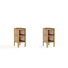 Manhattan Comfort - Table d’appoint chic industrielle Versailles 11,81 po - Nature - Ensemble de 2-Moderne - Table d’appoint chic industrielle en rotin parfaite pour le salon et la chambre à coucher lot de 2