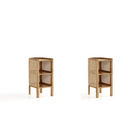 Manhattan Comfort - Table d’appoint chic industrielle Versailles 11,81 po - Nature - Ensemble de 2-Moderne - Table d’appoint chic industrielle en rotin parfaite pour le salon et la chambre à coucher lot de 2