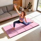 Soozier - Tapis De Gymnastique Pliable 4 pi L x 6 pi L x 2 po P - Tapis D’Exercice Avec Poignées De Transport Pour Yoga - Mma - Arts Martiaux - Rose-Mousse EPE écologique ferme et à haute densité de 2 po d'épaisseur pour un confort et une durabilité ultimes  