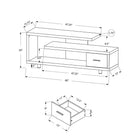 Monarch Specialties - 2575 Meuble Tv - 60 po L/Noir/Dessus Gris Avec 1 Tiroir-5
