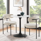 Modway - Lippa Rond de 28 po Bois Table à manger, Noir Blanc-Socle métallique résistant aux éclats