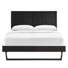 Modway - Alana Bois Plate-lit complet avec cadre angulaire, Noir-Tête de lit complète avec détails de panneau