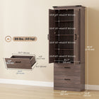 HOMCOM - Armoire de cuisine haute 67 po avec étagères réglables - espresso-Finition marron vieilli et accents noirs ajoutent un charme rustique 