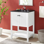 Modway - Steam 24" Vanette de salle de bain - Blanc Noir-Trous de robinet centraux 8"