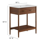 Modway - Zaire 30" Vanette de salle de bain - Blanc noyer-Tiroir compact