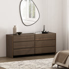 Manhattan Comfort - Linda 72" Moderne Commode Double à 6 Tiroirs - Noyer Brun-Comprend 6 tiroirs spacieux avec extension à 75 %