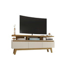 Manhattan Comfort - Meuble TV Yonkers 62,99 po style Mid-Century Modern - Blanc cassé et Cannelle-Assemblage à domicile requis Tout le matériel inclus