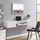 Modway - Render Fixation murale Bois Bureau - Blanc-Stratifié lisse à grain de bois