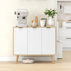 HOMCOM - Buffet moderne 36 po L, armoire latérale - bois naturel-Équipé de deux étagères réglables pour accueillir des objets de différentes hauteurs 