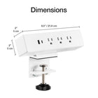 MotionGrey - Barre d’alimentation à pince pour bureau avec parasurtenseur et port USB-C - 3 prises et câble plat de 6 pieds - Blanc-8