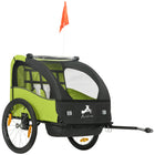 Aosom remorque de vélo 2 places pour enfants, poussette avec sac de rangement - vert-Accueille confortablement 2 enfants et comprend des poches de rangement 