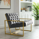 Modway - Bequest Acier inoxydable doré Performance Velvet Chaise d’accent - Gris-Cadre en acier inoxydable doré