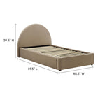 Modway - Resort Performance Velvet Lit jumeau rond voûté, Taupe-Capacité de poids : 800 lb