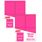 JAM Paper - Étiquettes postales, 4 x 5 po, rose fluo, 2 paquets de 120 (354329165G)-Étiquettes rose fluo