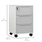 HOMCOM - Classeur vertical à 3 tiroirs pour documents lettre/A4 avec serrure - gris-Fabriqué en panneau de particules pour plus de durabilité et un nettoyage facile 
