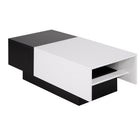 HOMCOM - Table basse rectangulaire moderne avec coffre de rangement dissimulé et plateau coulissant - noir et blanc-Matériau : panneau de particules