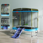 Qaba - Trampoline pour tout-petits 70 po x 47 po avec toboggan, balançoire, panier de basket, échelle et enceinte de sécurité - bleu clair-Le cadre en acier robuste supporte jusqu'à 176 lb (80 kg) pour des sauts sécurisés et énergiques 